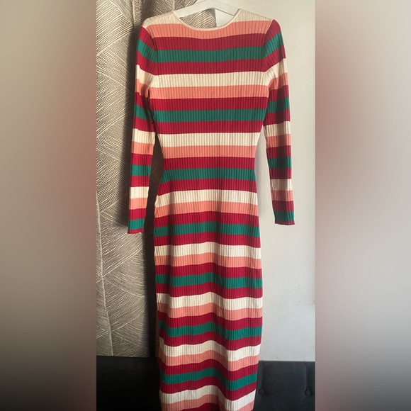 La Maille Sezane Striped Long Dress Wool Blend Multicolored Sz Small - Picture 5 of 13